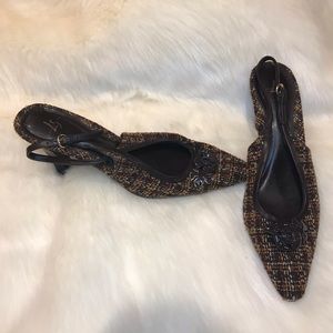 Life Stride Brown Sling-back Heels